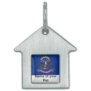 Placa Para Mascotas Etiqueta de mascota con bandera del estado de Dako
