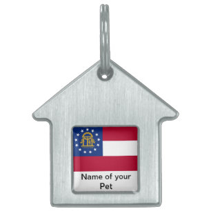 Placa Para Mascotas Etiqueta de mascota con bandera del estado de Geor