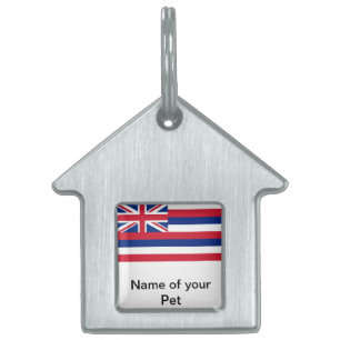 Placa Para Mascotas Etiqueta de mascota con bandera del estado de Hawa