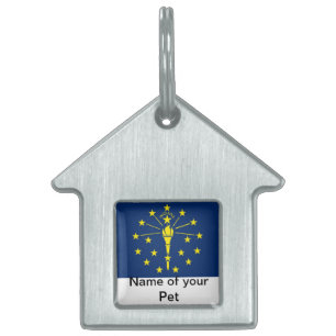 Placa Para Mascotas Etiqueta de mascota con bandera del estado de Indi