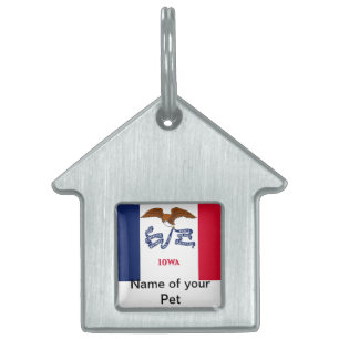 Placa Para Mascotas Etiqueta de mascota con bandera del estado de Iowa