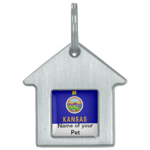 Placa Para Mascotas Etiqueta de mascota con bandera del estado de Kans