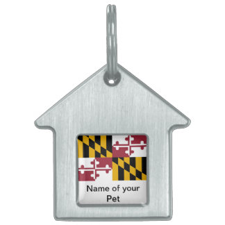 Placa Para Mascotas Etiqueta de mascota con bandera del estado de Mary