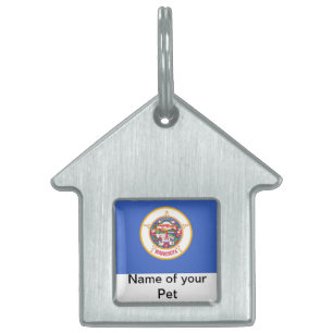 Placa Para Mascotas Etiqueta de mascota con bandera del estado de Minn