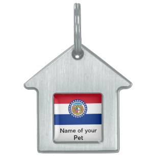 Placa Para Mascotas Etiqueta de mascota con bandera del estado de Misu