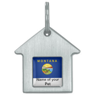 Placa Para Mascotas Etiqueta de mascota con bandera del estado de Mont