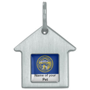 Placa Para Mascotas Etiqueta de mascota con bandera del estado de Nebr