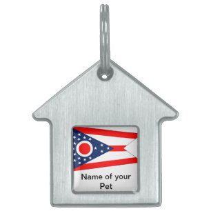 Placa Para Mascotas Etiqueta de mascota con bandera del estado de Ohio
