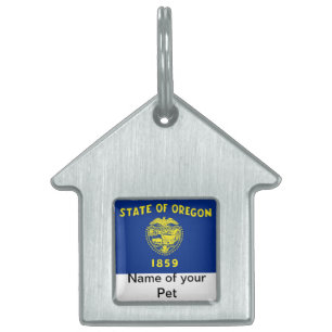 Placa Para Mascotas Etiqueta de mascota con bandera del estado de Oreg