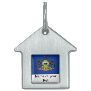 Placa Para Mascotas Etiqueta de mascota con bandera del estado de Pens