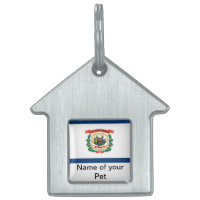 Etiqueta de mascota con bandera del estado de Virg