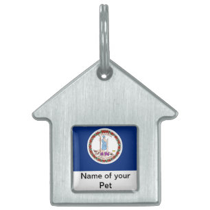 Placa Para Mascotas Etiqueta de mascota con bandera del estado de Virg