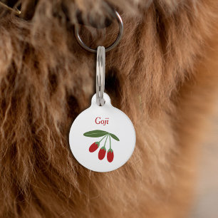Placa Para Mascotas Etiqueta de Mascota con Bayas de Goji