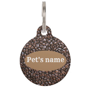 PLACA PARA MASCOTAS ETIQUETA DE MASCOTA CON DISEÑO DE GRANOS DE CAFÉ P