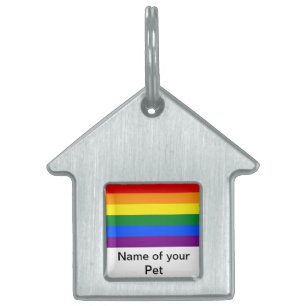 Placa Para Mascotas Etiqueta de mascota con la bandera del orgullo gay