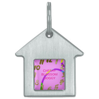 Placa Para Mascotas Etiqueta de mascota con marco de arco rosado