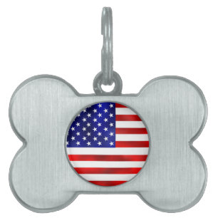 Placa Para Mascotas Etiqueta de mascota con marco de bandera estadouni