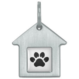 Placa Para Mascotas Etiqueta de mascota con marco simple de pata negra