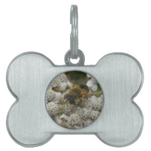 Placa Para Mascotas Etiqueta de mascota de abejas y flores
