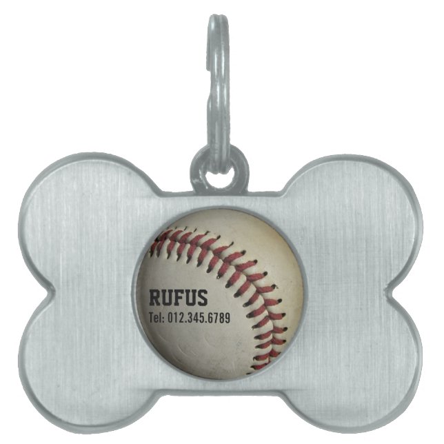 Placa Para Mascotas Etiqueta de mascota de béisbol (Frente)
