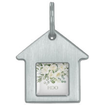 Etiqueta de mascota de boda floral blanca personal