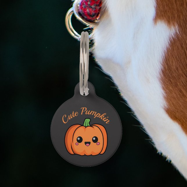 Placa Para Mascotas Etiqueta de mascota de calabaza (Cute Pumpkin Pet Tag)