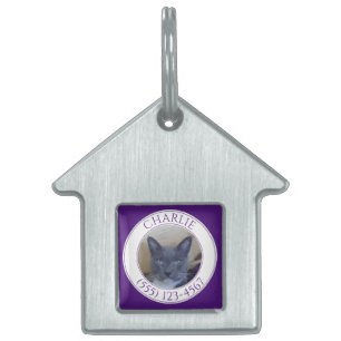 Placa Para Mascotas Etiqueta de mascota de casa de amor mascota / púrp