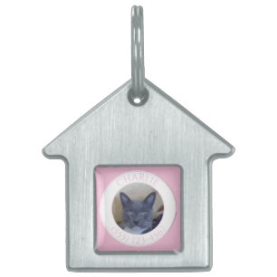 Placa Para Mascotas Etiqueta de mascota de casa de amor mascota / rosa