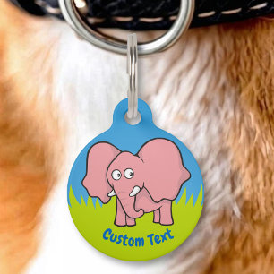 Placa Para Mascotas Etiqueta de mascota de dibujos animados de elefant