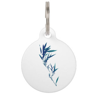 Placa Para Mascotas Etiqueta de Mascota de Hoja de Bambú Azul