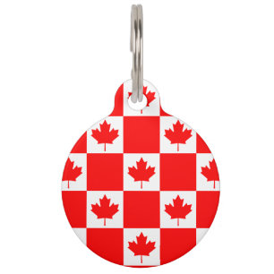 Placa Para Mascotas Etiqueta de mascota de la bandera canadiense para