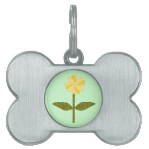 Placa Para Mascotas Etiqueta de mascota de la flor de margarita amaril