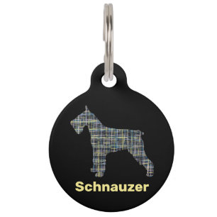 Placa Para Mascotas Etiqueta de mascota de la línea de cuadrícula amar