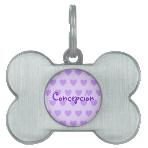 Placa Para Mascotas Etiqueta de mascota de patrón de corazón púrpura