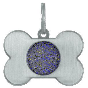 Placa Para Mascotas Etiqueta de mascota de patrón giratorio azul y ama