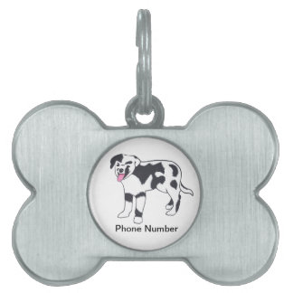 Placa Para Mascotas Etiqueta de mascota de perro con manchas blancas y