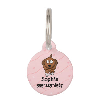 Placa Para Mascotas Etiqueta de mascota de perro del corazón rosado