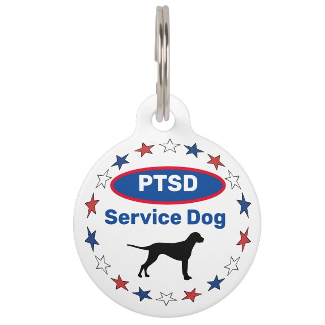 Placa Para Mascotas Etiqueta de mascota de perro del servicio PTSD edi (Anverso)