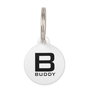 Placa Para Mascotas Etiqueta de mascota de personalizado blanco y negr