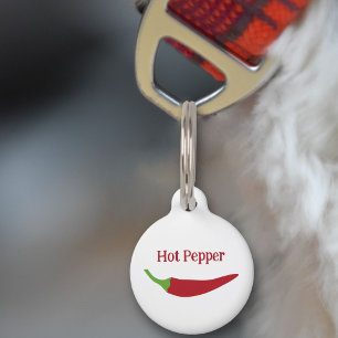 Placa Para Mascotas Etiqueta de mascota de pimentón de chile roja