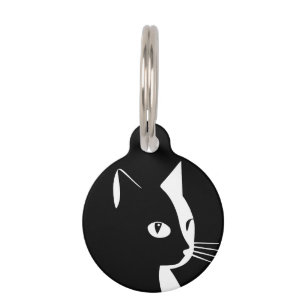 Placa Para Mascotas Etiqueta de mascota de redondeo de gato en blanco