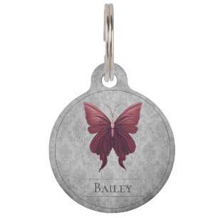 Placa Para Mascotas Etiqueta de mascota de ronda de mariposa con joyas
