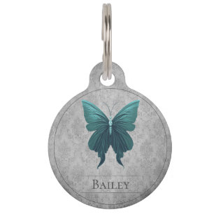 Placa Para Mascotas Etiqueta de mascota de ronda de mariposa de joyas 