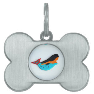 Placa Para Mascotas etiqueta de mascota de sirena de natación azul