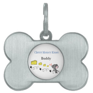 Placa Para Mascotas Etiqueta de mascota enmarcada Mousey Cheesy Besa P