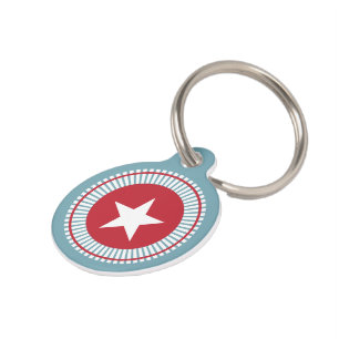 Placa Para Mascotas Etiqueta de mascota Estrella y Rayas 4 de julio