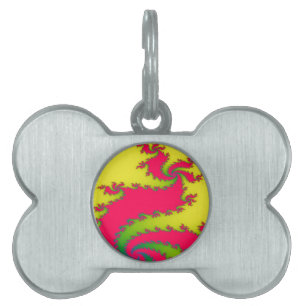 Placa Para Mascotas Etiqueta de mascota fractal para dragón de Año Nue