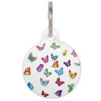 Etiqueta de mascota grande redonda de mariposa