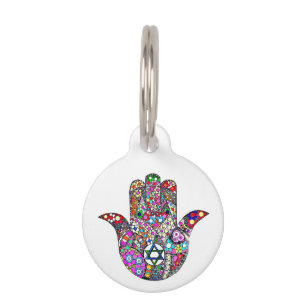 Placa Para Mascotas Etiqueta de mascota judía Hamsa