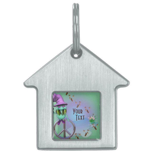 Placa Para Mascotas Etiqueta de mascota pacífica (Frente)